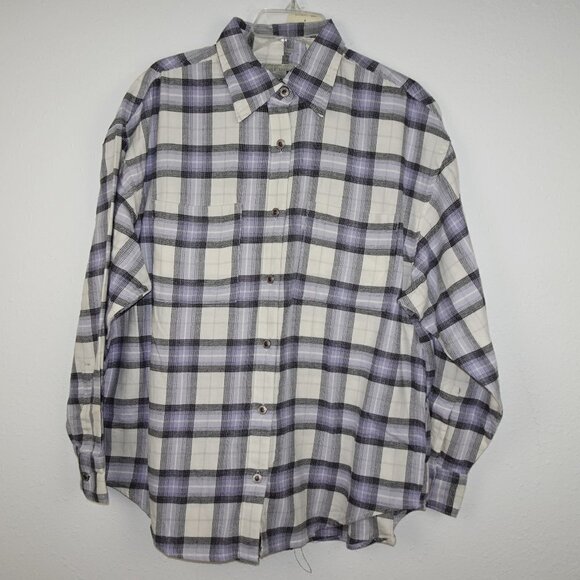 Levi's Flannel Shirt Women's Size M Purple Plaid Silver Tab Button Front - Picture 1 of 10